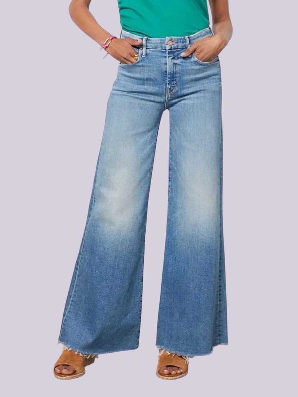 MOTHER Light Blue High-Rise Wide Leg Jeans